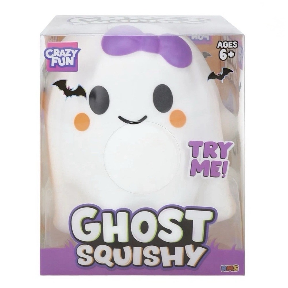 Crazy Fun Ghost Squishy Squeeze Toy Squeezable White Purple 4in Foam